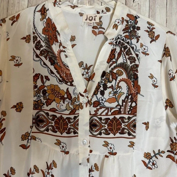 Jot Silk Boho Floral Tiered Free Size Dress Crochet Trim - Picture 3 of 9